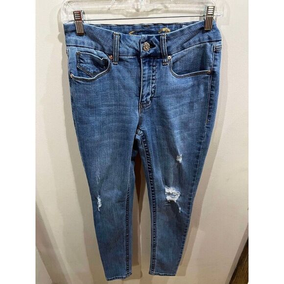 Seven7 Jeans Women's Size 4 Blue Mid Rise Skinny Denim Normcore 5 Pockets - Picture 1 of 8